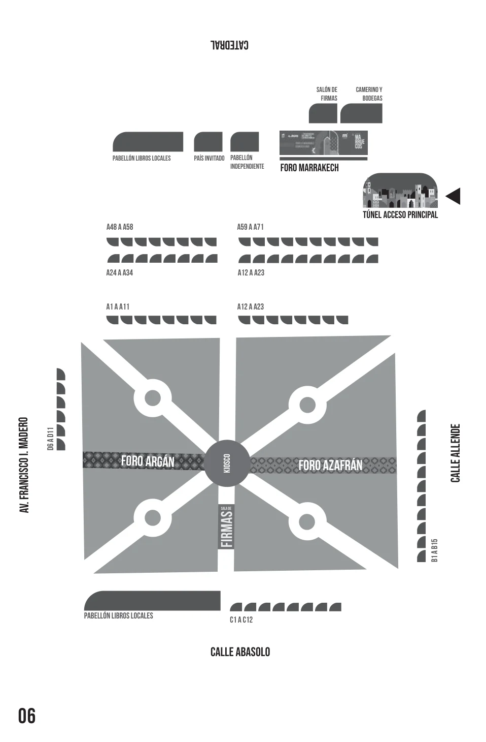 Mapa de la FILLM 2026 en la Plaza de Armas: foros, pabellones, salón de firmas y accesos