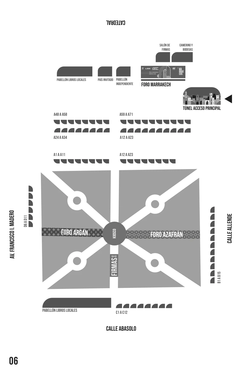 Mapa de la FILLM 2026 en la Plaza de Armas: foros, pabellones, salón de firmas y accesos